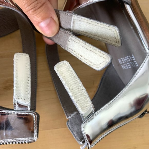 NWOT EILEEN FISHER Cici Velcro Sandal in Silver Sz 8.5 - Picture 12 of 12